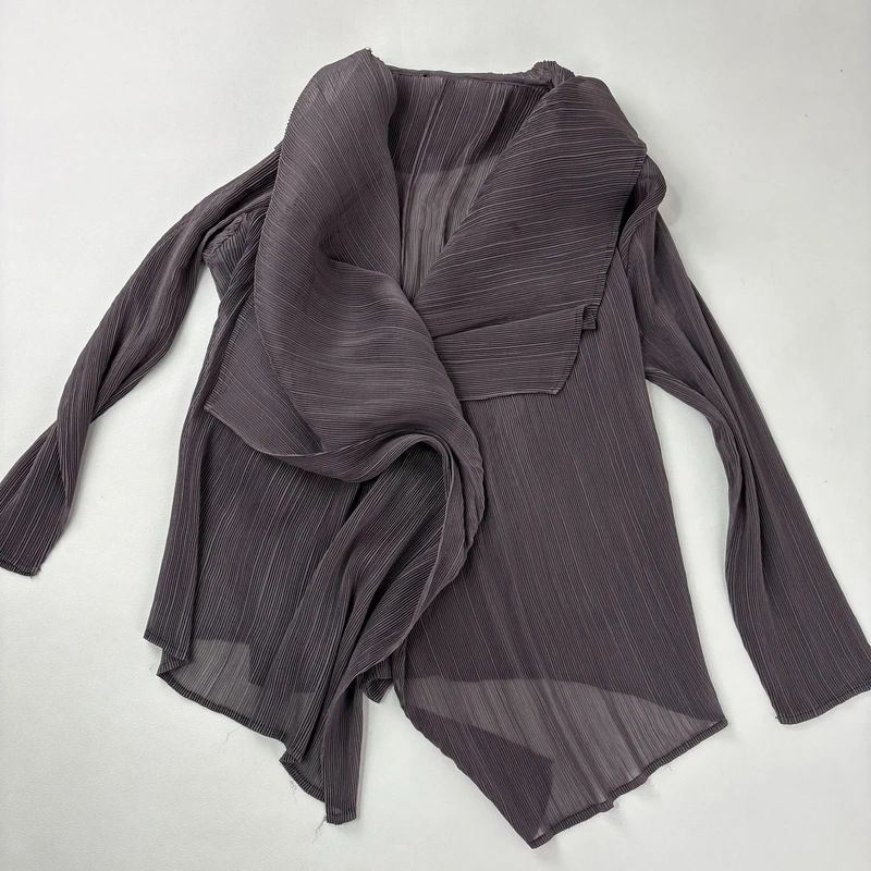 pleated crinkle draped asymmetric top