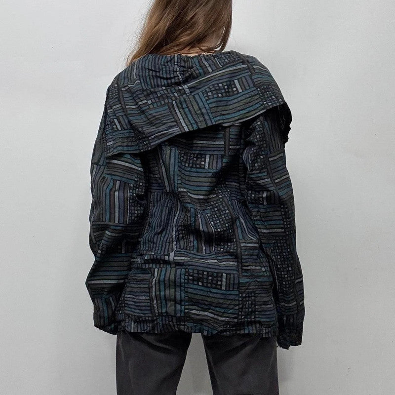 asymmetric gathered patterned shirt