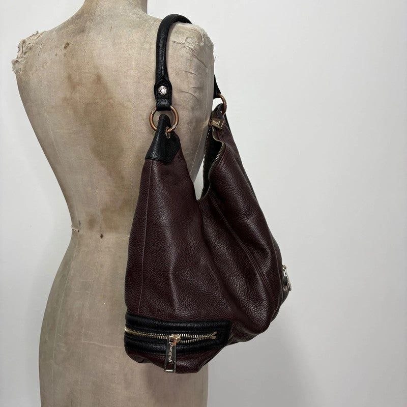 slouchy burgundy leather shoulder bag