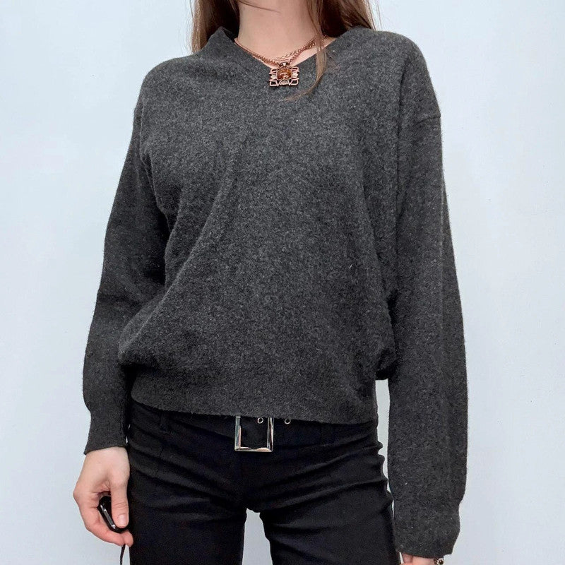 grey slouchy wool knitted jumper