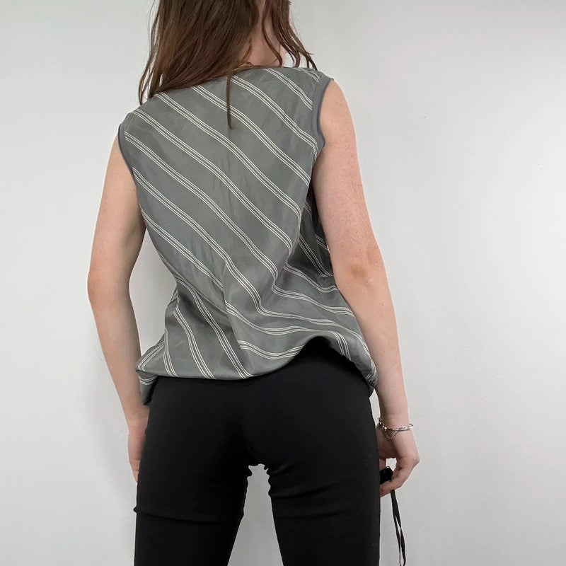 pinstripe silk slouchy grey vest top