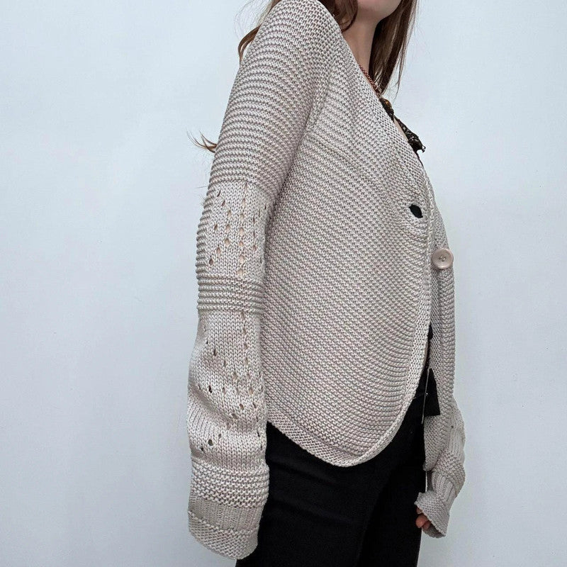 slouchy grey minimalist cardigan