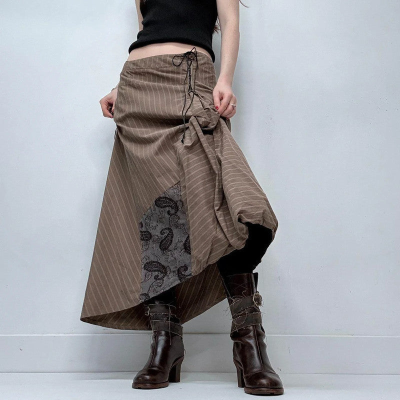 brown pinstripe asymmetric corset skirt