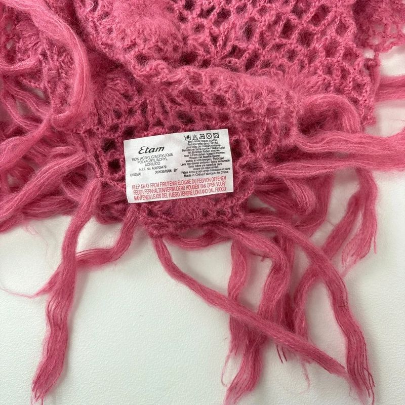 pink sheer knit crochet poncho