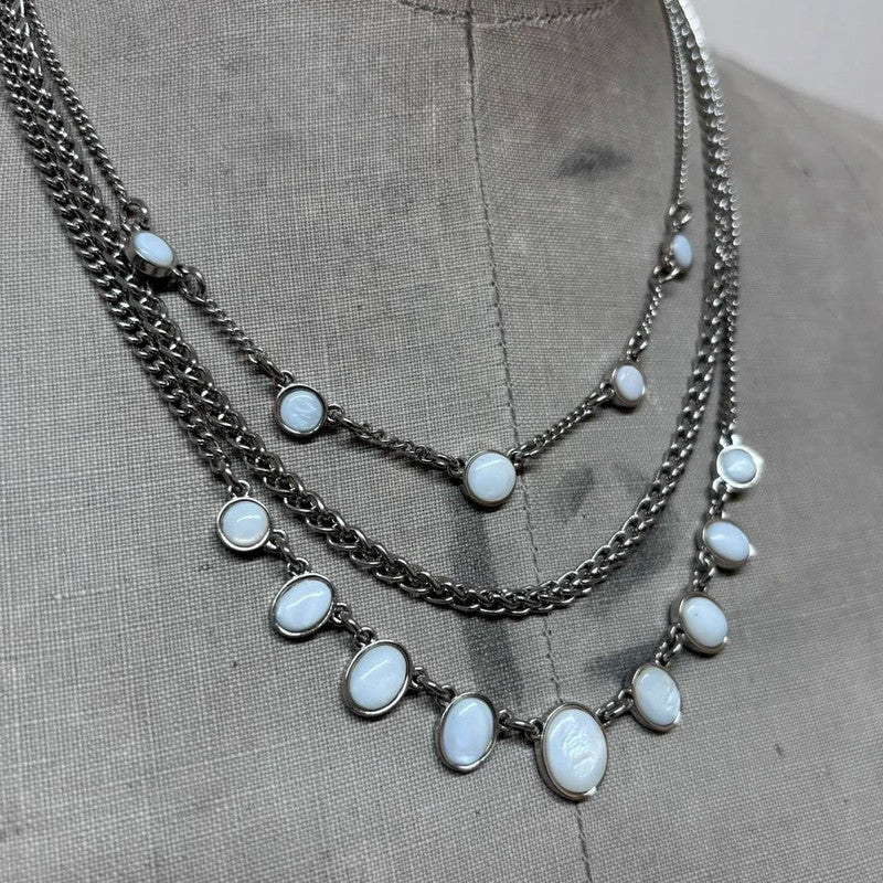 layered pearl chain necklace