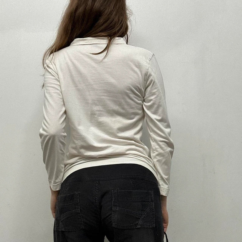 white graphic tech printed polo shirt