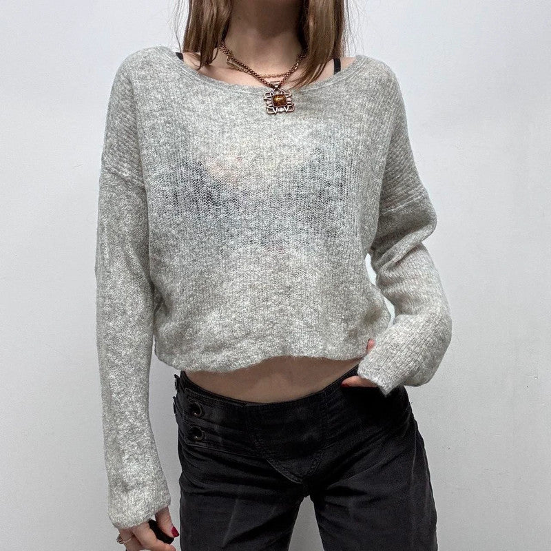 sheer mohair knit cropped jumper