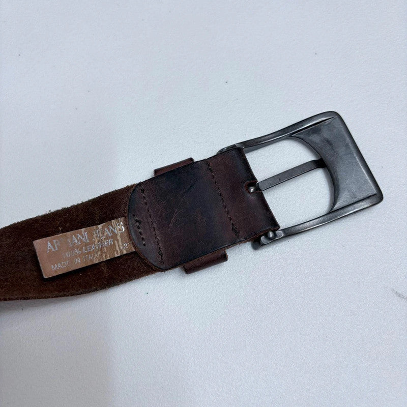 brown leather studded metal belt