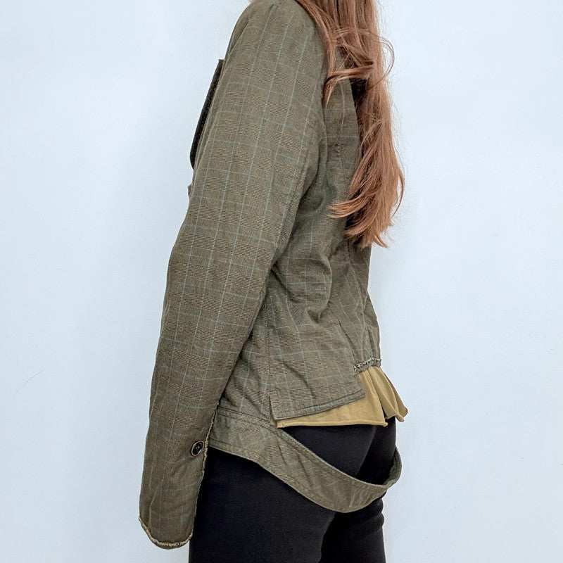 Cop Copine khaki green pinstriped flared utility jacket