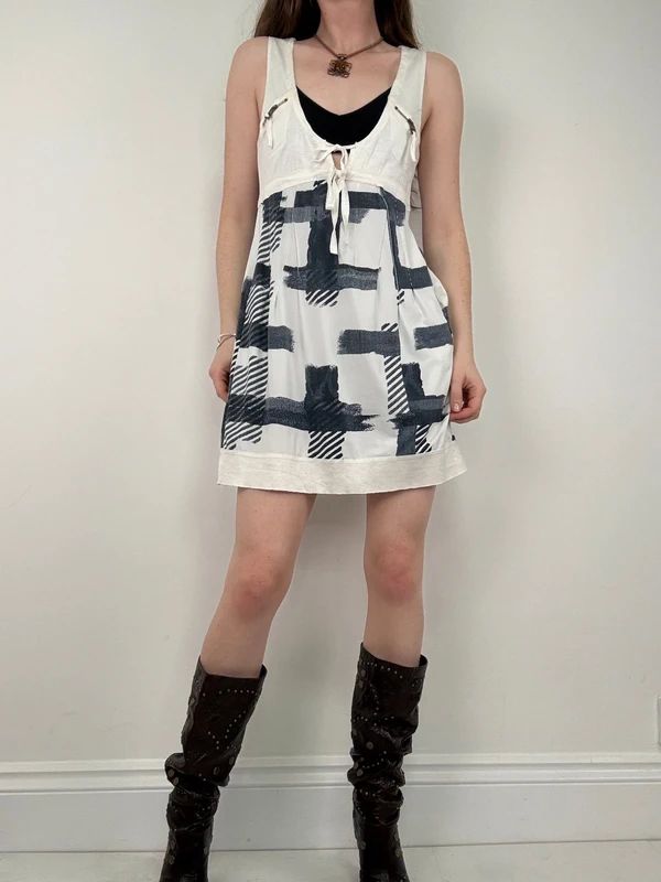 Marithé + François Girbaud graphic checked mini dress
