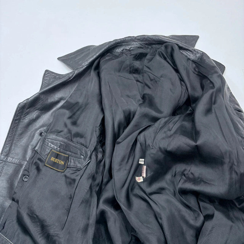 oversized black leather grunge trench coat