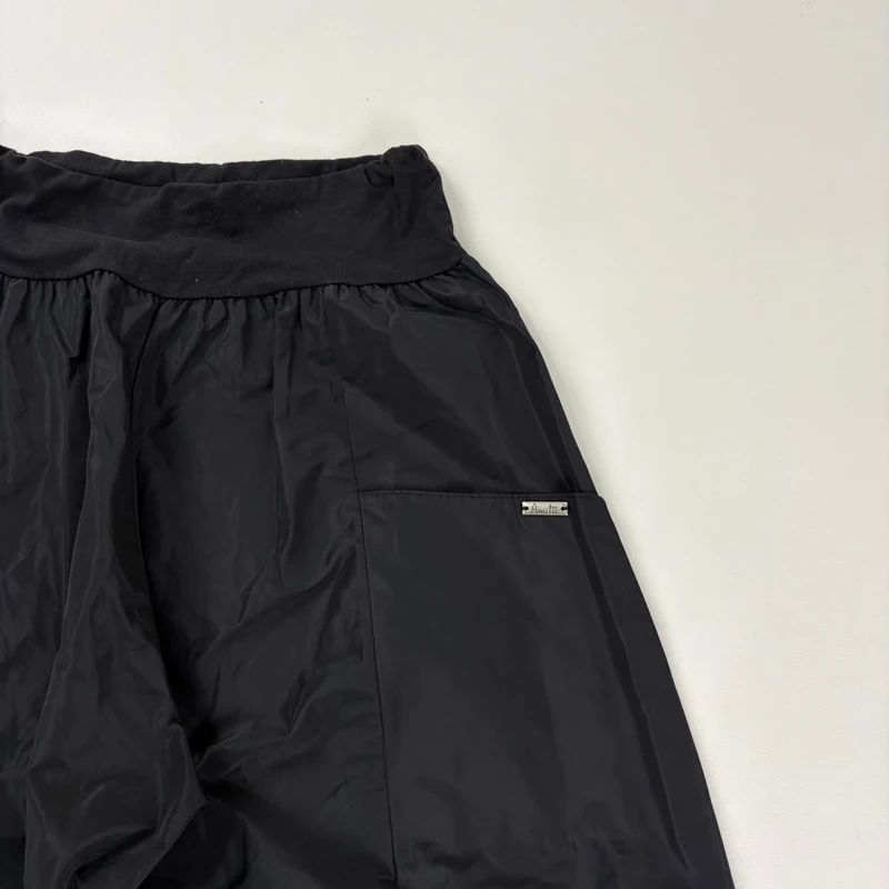 Black barrel wide leg tech trousers