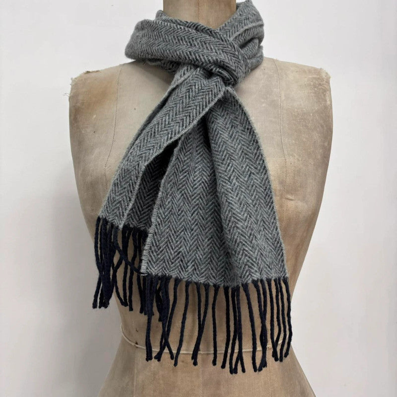 soft grey wool knit scarf