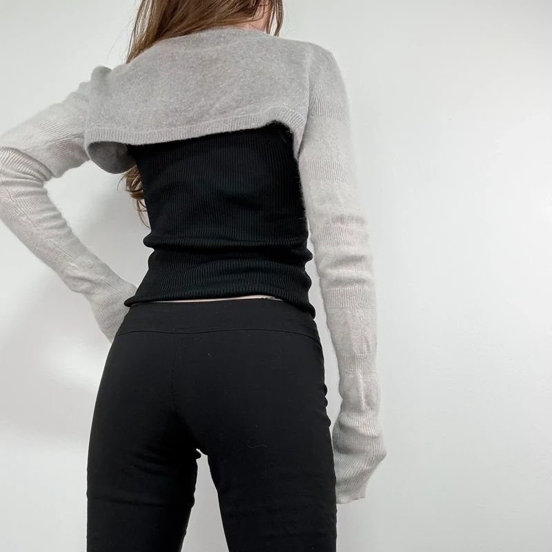grey angora wool ballerina cropped bolero cardigan