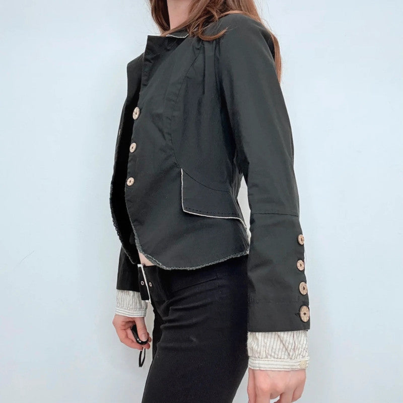 black flared military Napoleonic jacket with shirt