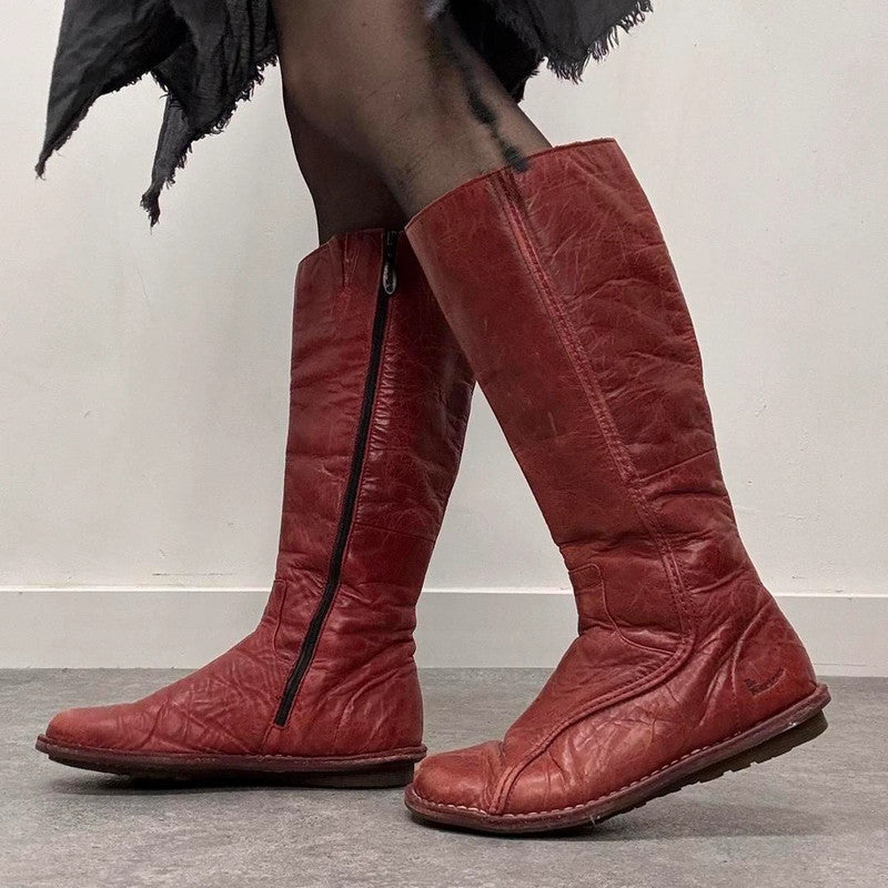red leather Dr marten moto boots