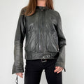 Massimo Dutti cropped distressed 100%leather