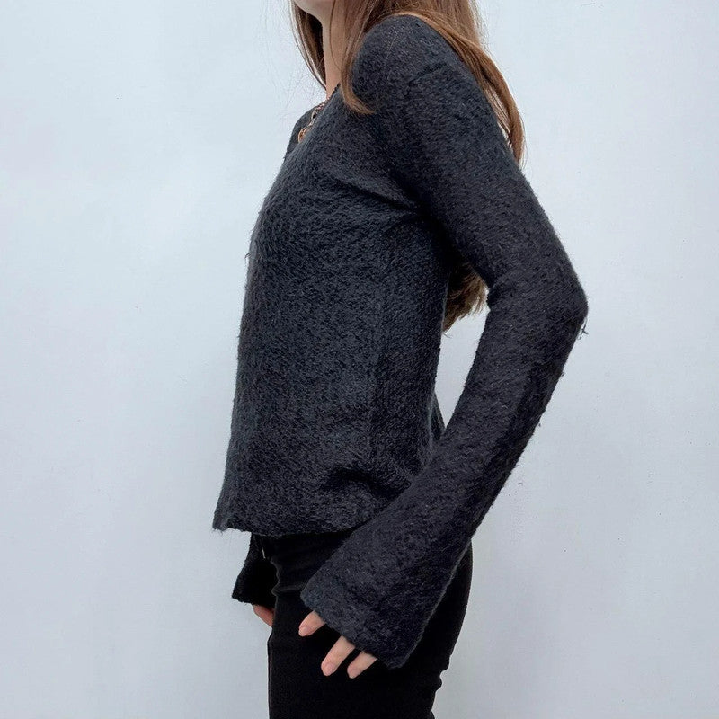 sheer knit grey wool jumper