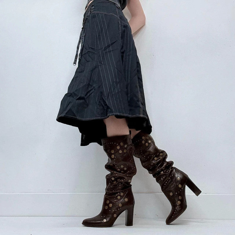 navy corset flared utility skirt