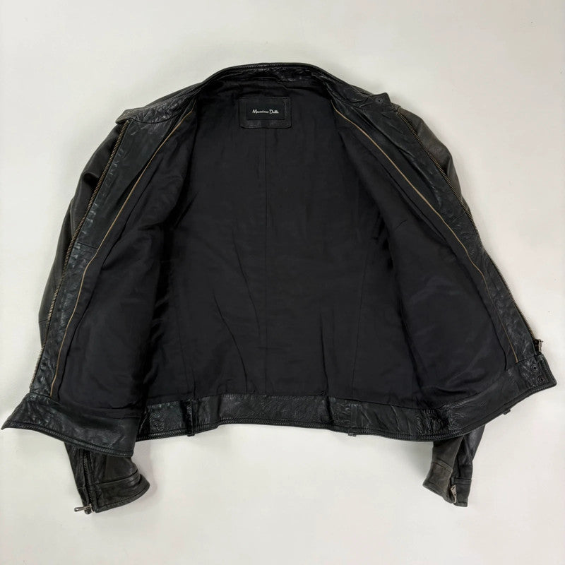Massimo Dutti cropped distressed 100%leather