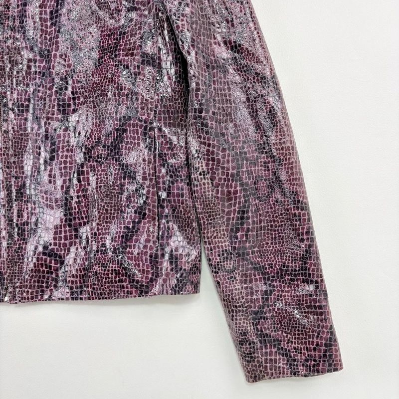 boxy Snakeskin Leather Jacket