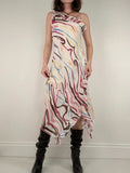 Ruffle multicoloured layered abstract asymmetrical dress
