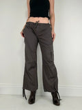 brown drawstring cotton pants