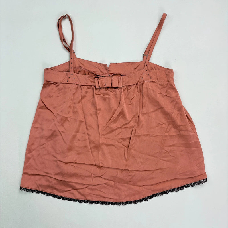 pink silk pleated flared vest