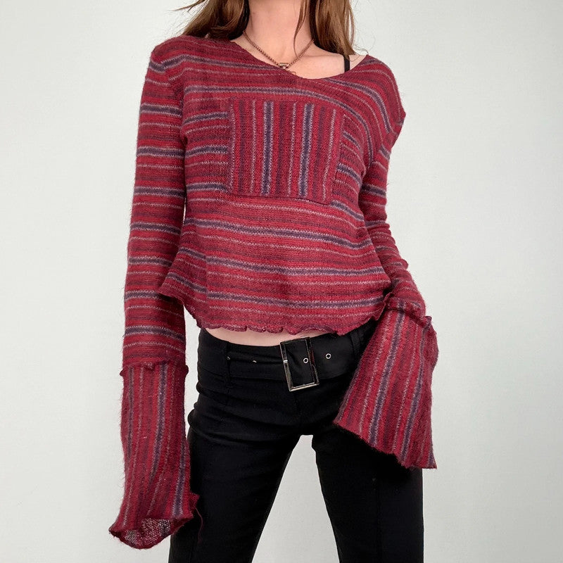 sheer mohair knit slouchy striped jumper