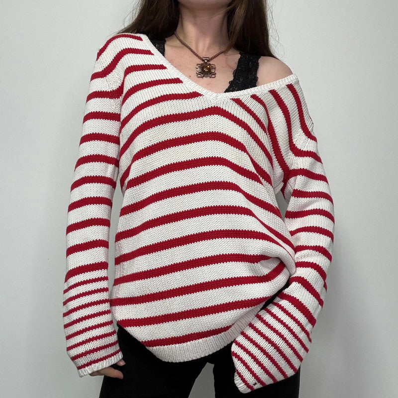 oversized slouchy striped knit jumper