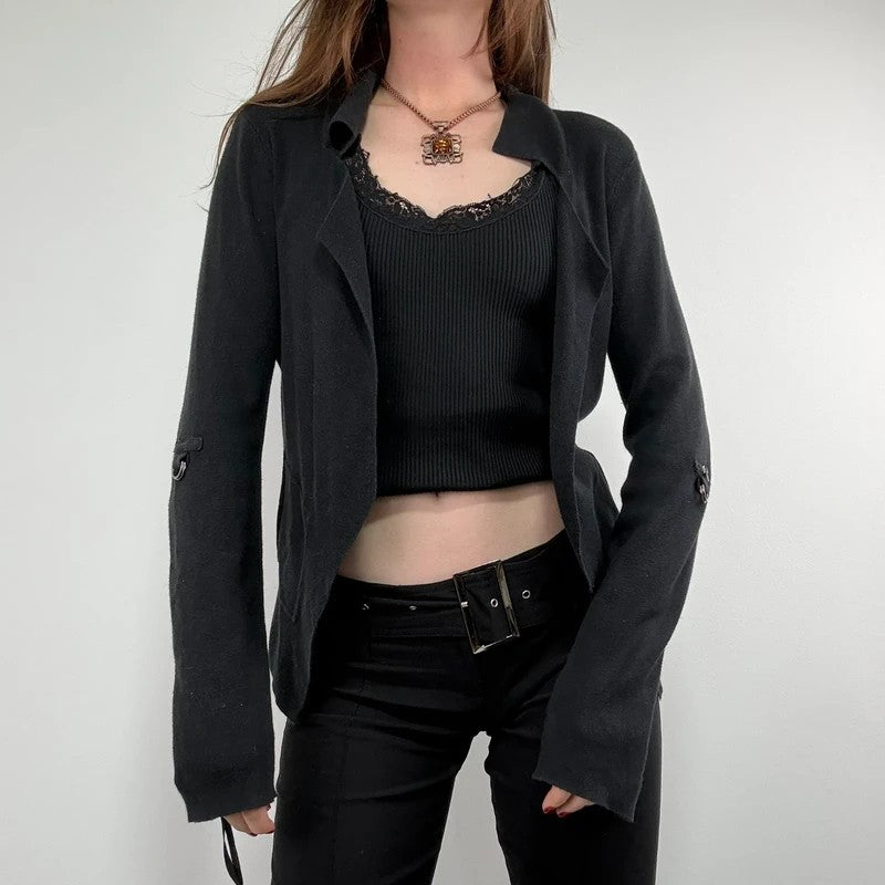 Black cop copine utility cardigan