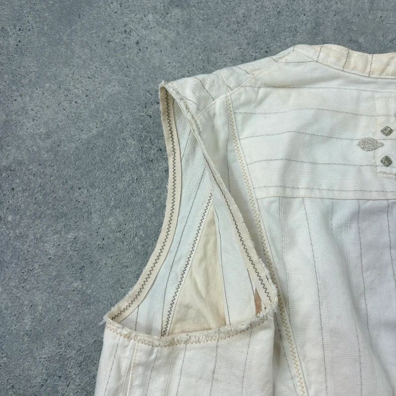 cream pinstripe Marithé + François Girbaud waistcoat vest