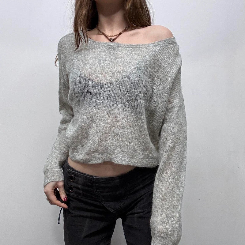 sheer mohair knit cropped jumper