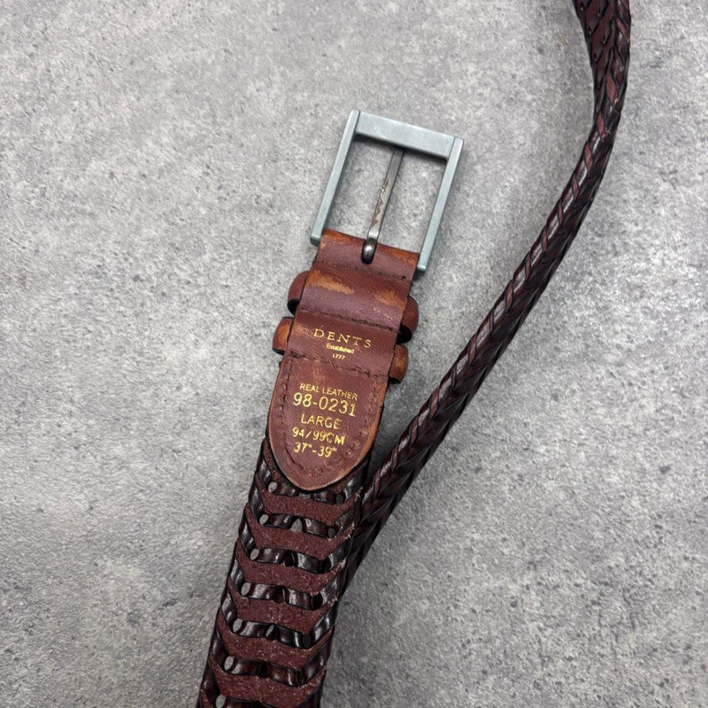 brown woven leather belt