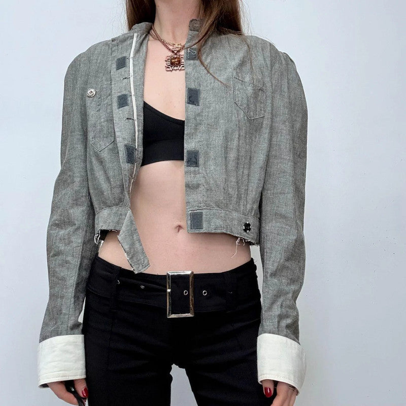 grey cropped edwardian style shirt