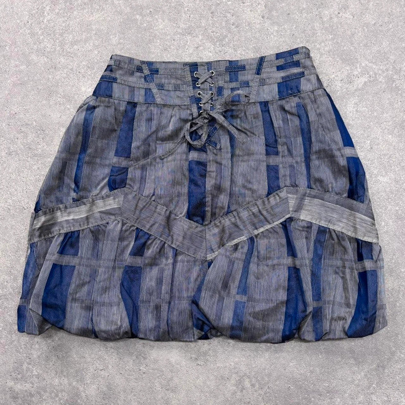 checked tartan puff mini skirt