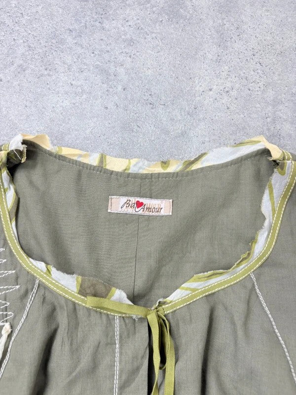 Cargo khaki patterned toggle midi puff dress