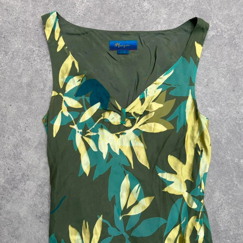 green silk floral fairy dress