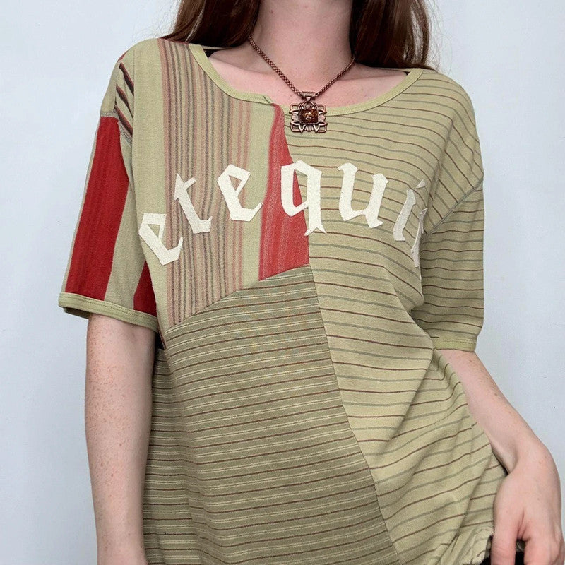 Custo Barcelona pinstripe khaki t-shirt