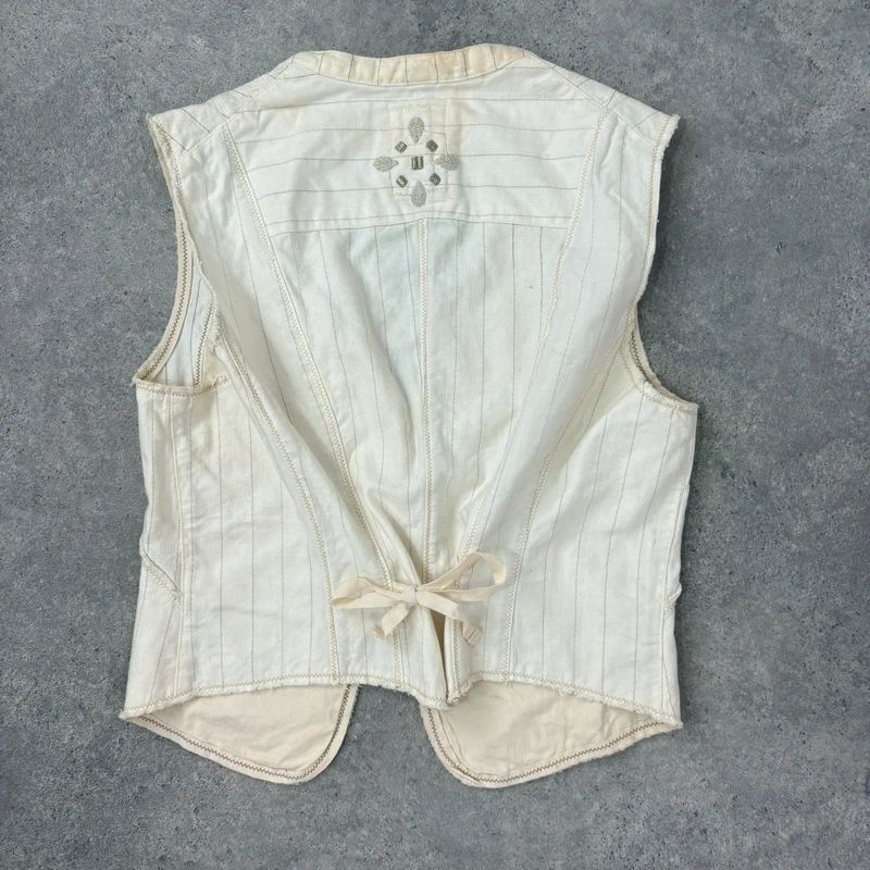 cream pinstripe Marithé + François Girbaud waistcoat vest