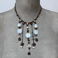 layered chain pearl charm necklace