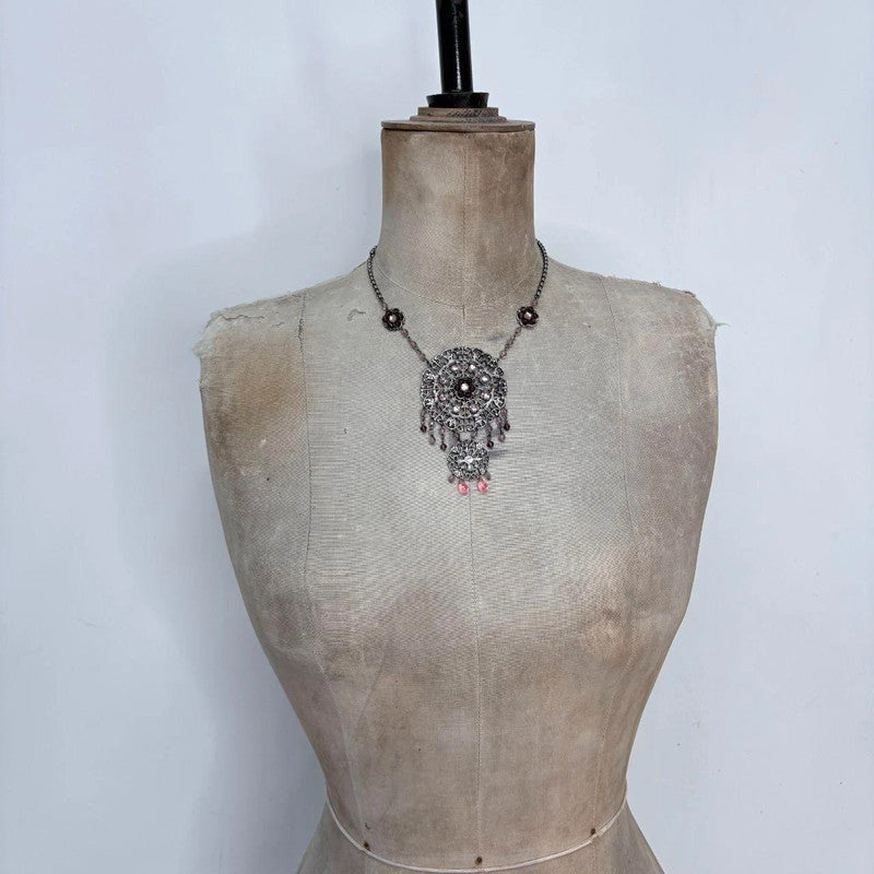 boho draped fairy silver necklace