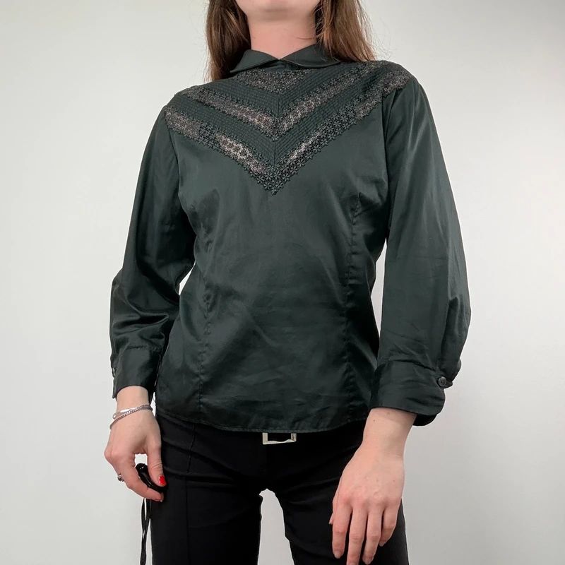 Black Lace puff antique Blouse