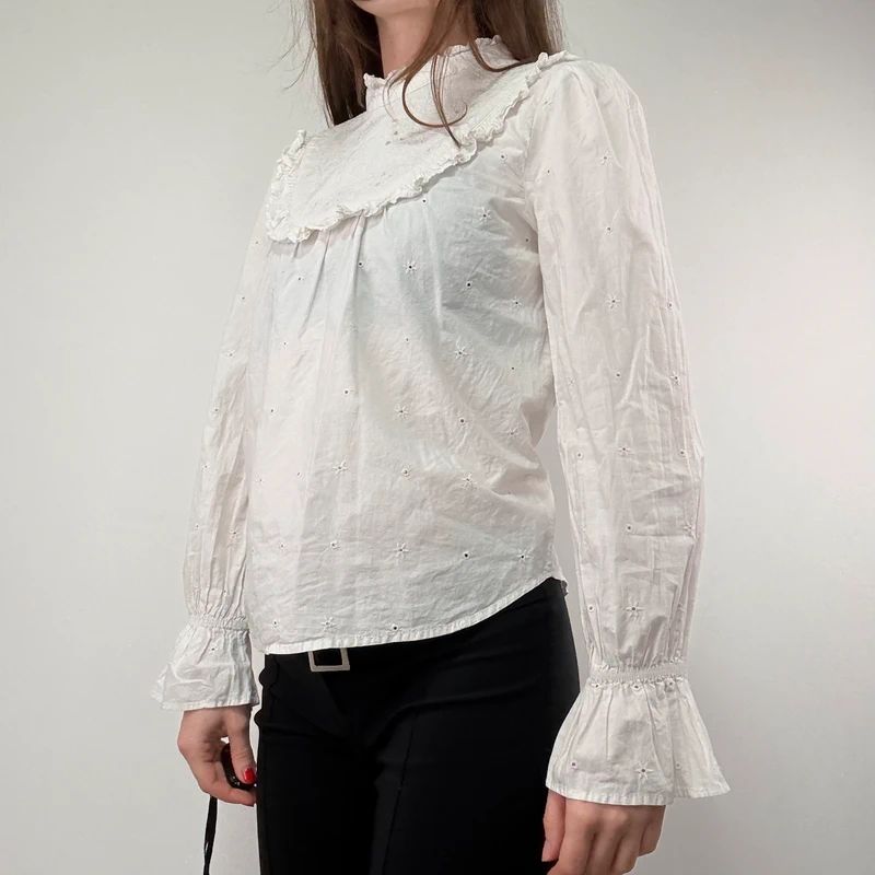 White Lace Cotton Edwardian style Shirt