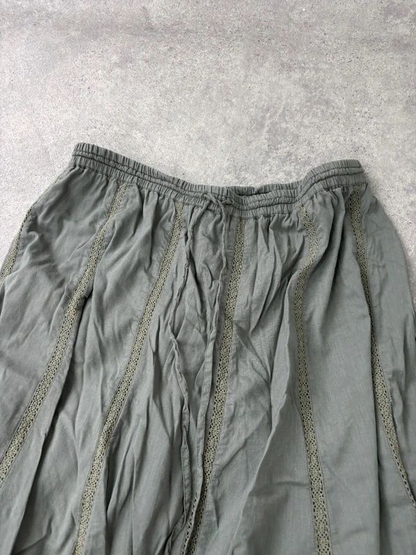 Monsoon khaki cotton flared maxi skirt