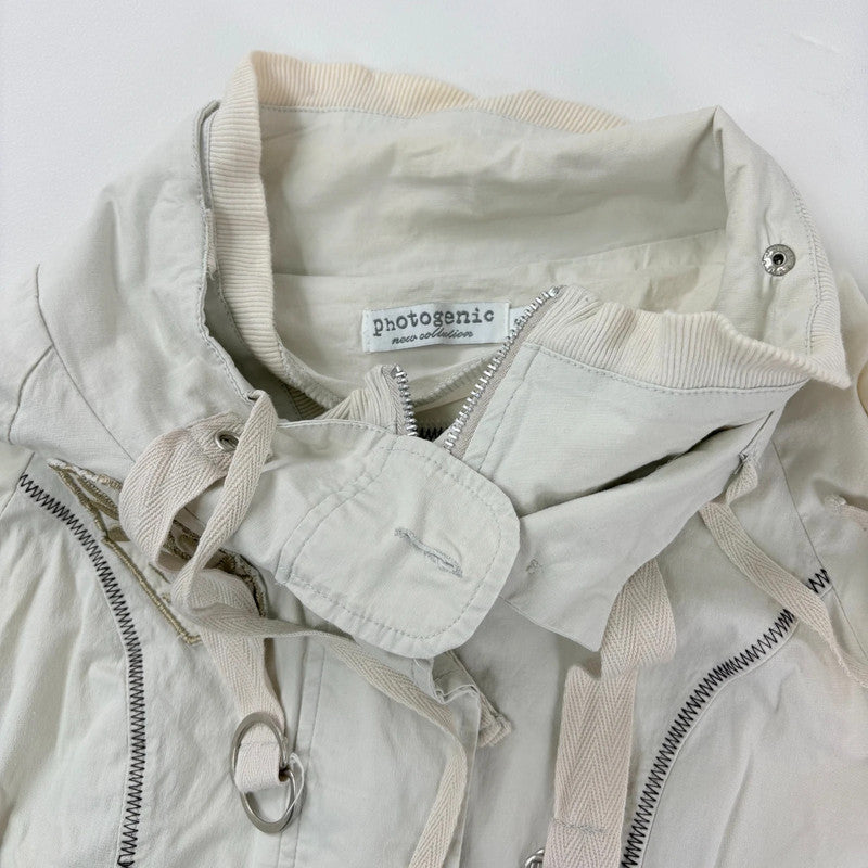 cream utility cropped fitted jacket