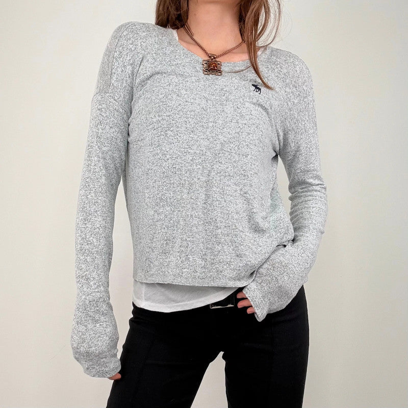 Grey abercrombe & fitch slouchy layered t-shirt