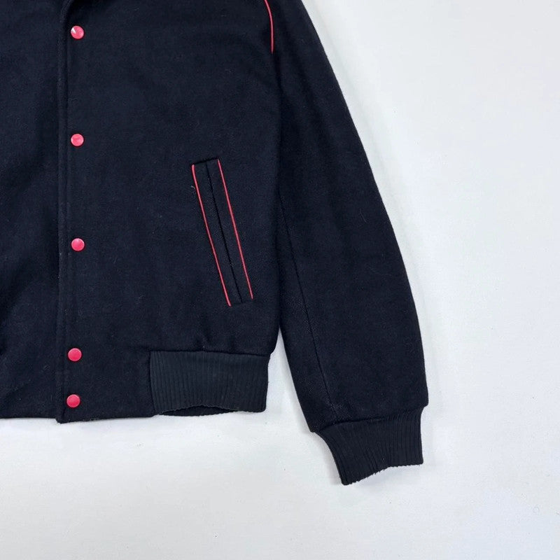 navy wool slouchy bomber jacket
