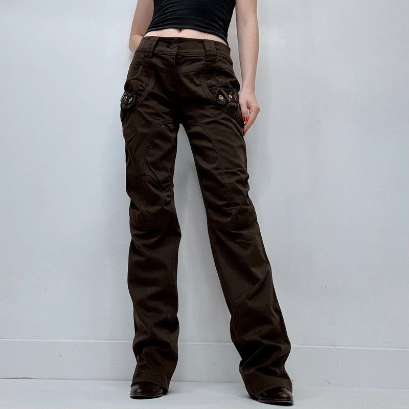 brown low rise y2k engineered style jeans