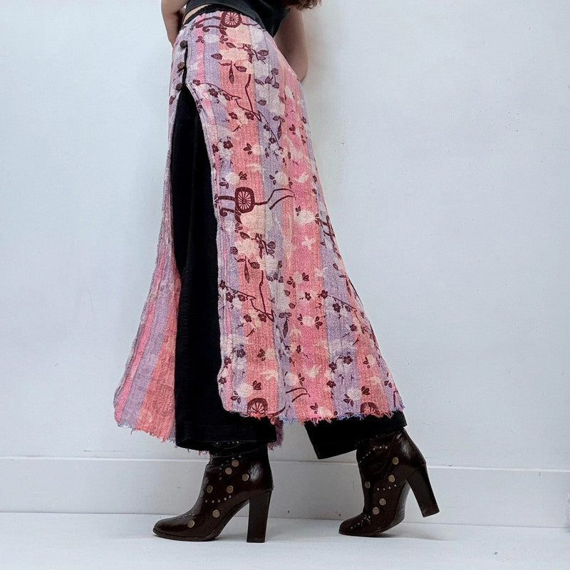 pink layered trousers flap skirt